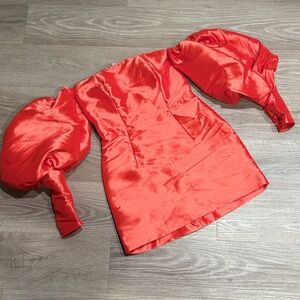 ASOS DESIGN puff sleeve dress in red